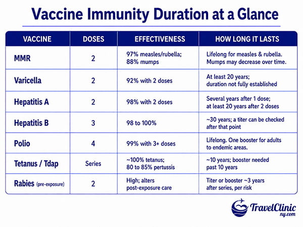 Vaccine Immunity Duration at a Glance