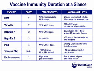 Vaccine Immunity Duration at a Glance